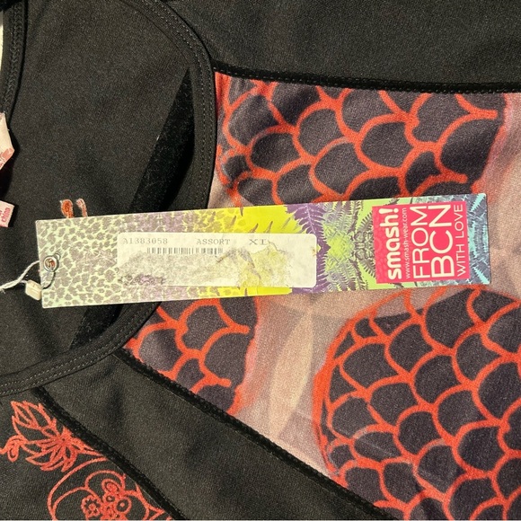 Vintage Red and Black Hexagonal Patterned Dress NWT XL - Picture 15 of 16